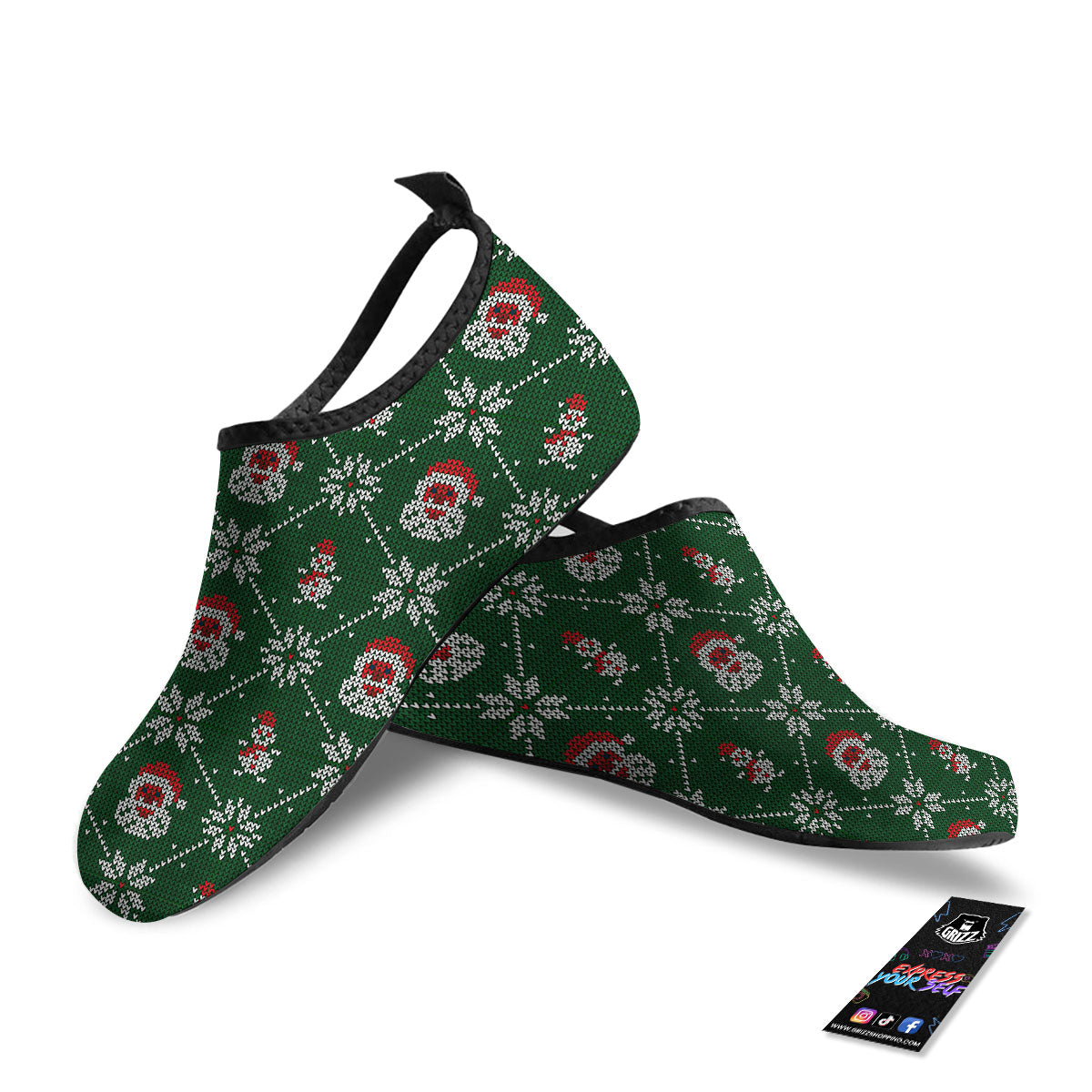 Knitted Santa Claus Print Pattern Water Shoes-grizzshop