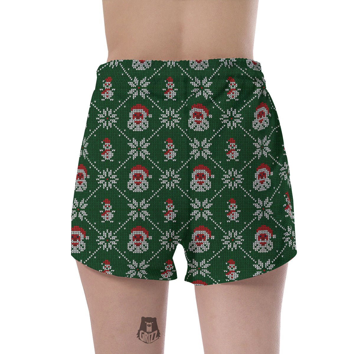 Knitted Santa Claus Print Pattern Women's Shorts-grizzshop