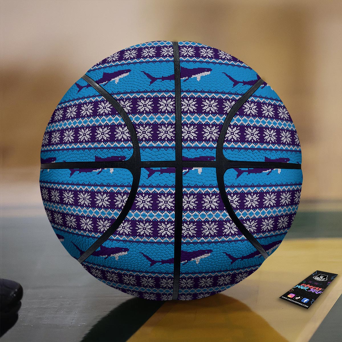 Knitted Shark Print Pattern Basketball-grizzshop