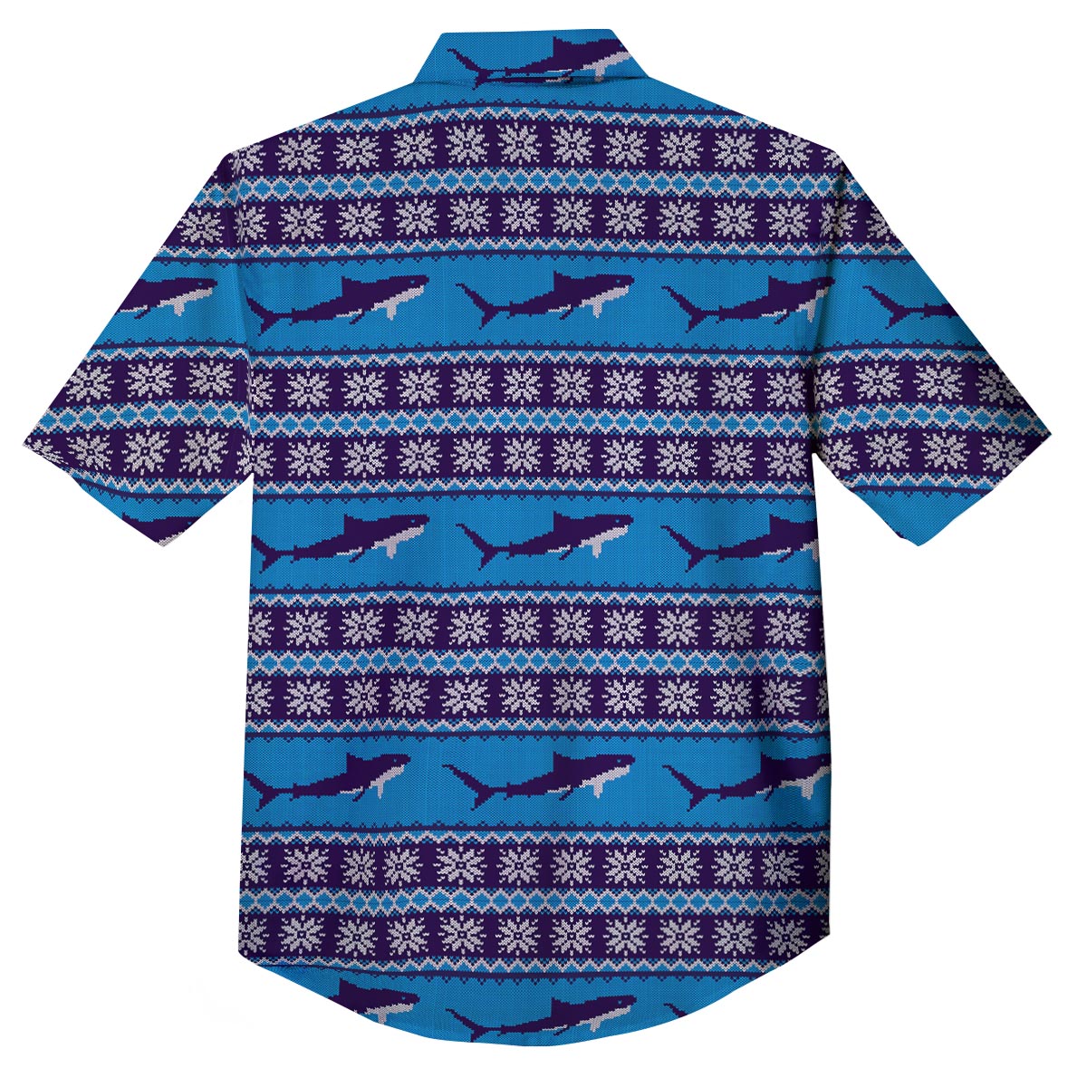 Knitted Shark Print Pattern Button Up Shirt-grizzshop