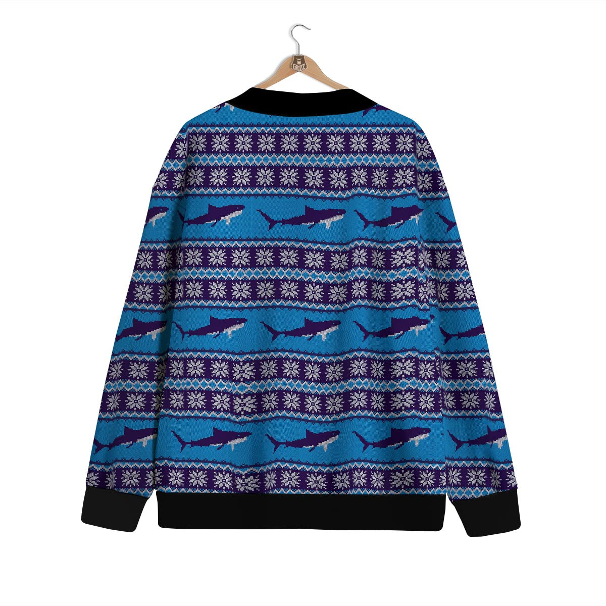 Knitted Shark Print Pattern Cardigan-grizzshop