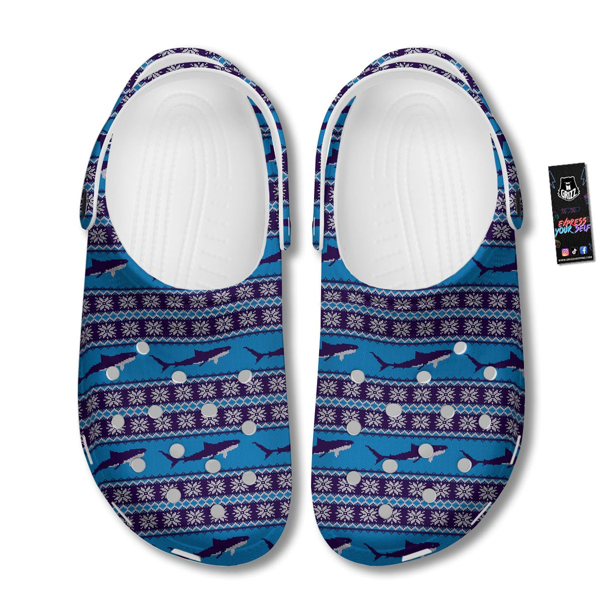 Knitted Shark Print Pattern Clog-grizzshop