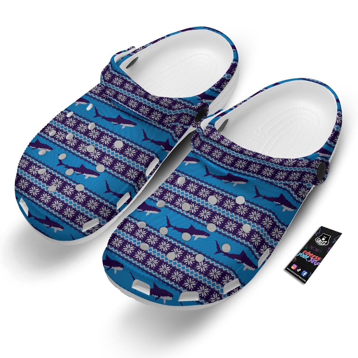 Knitted Shark Print Pattern Clog-grizzshop