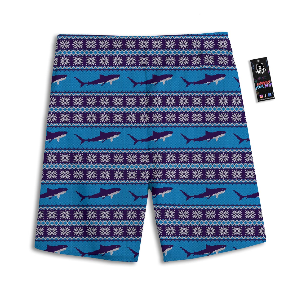 Knitted Shark Print Pattern Men's Athletic Shorts