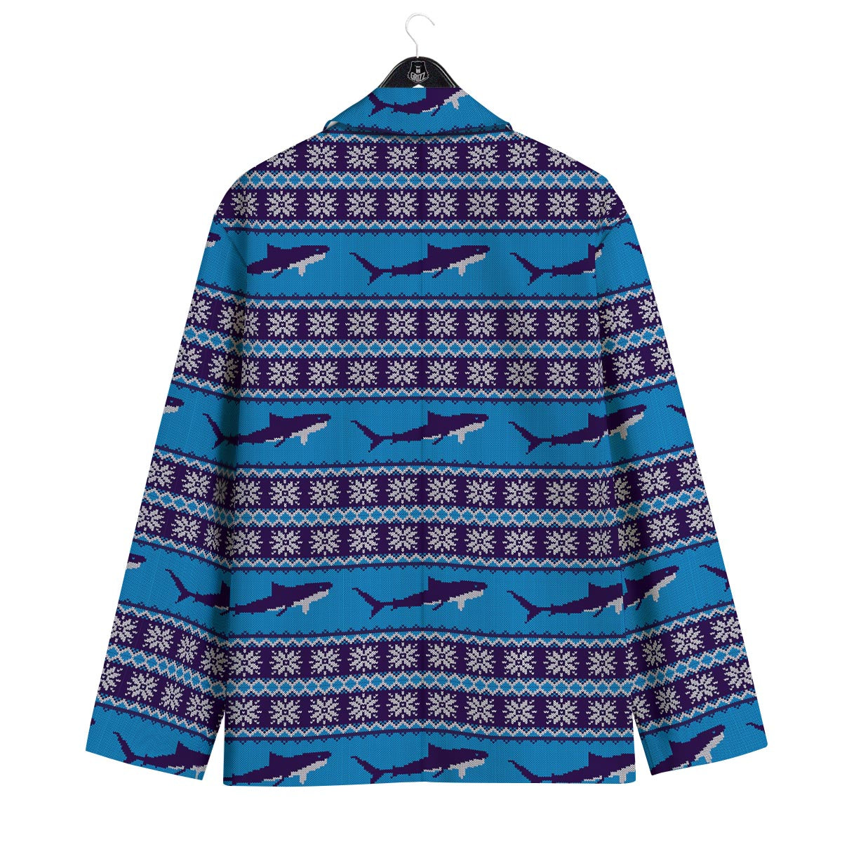 Knitted Shark Print Pattern Men's Sport Coat-grizzshop