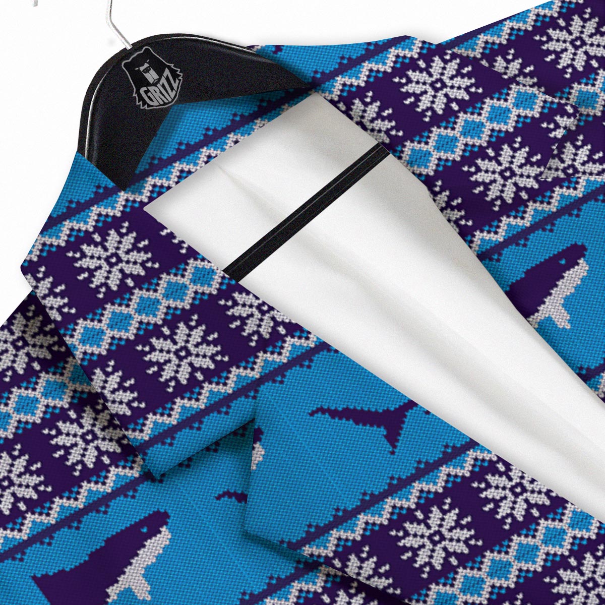 Knitted Shark Print Pattern Men's Sport Coat-grizzshop