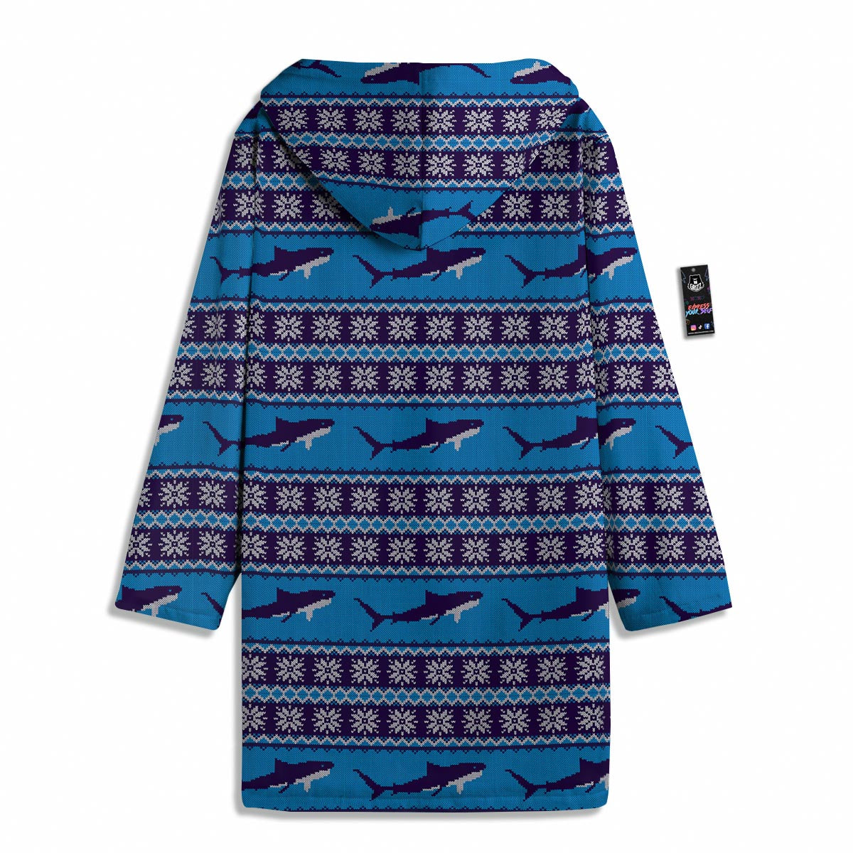 Knitted Shark Print Pattern Men's Windbreaker Jacket-grizzshop