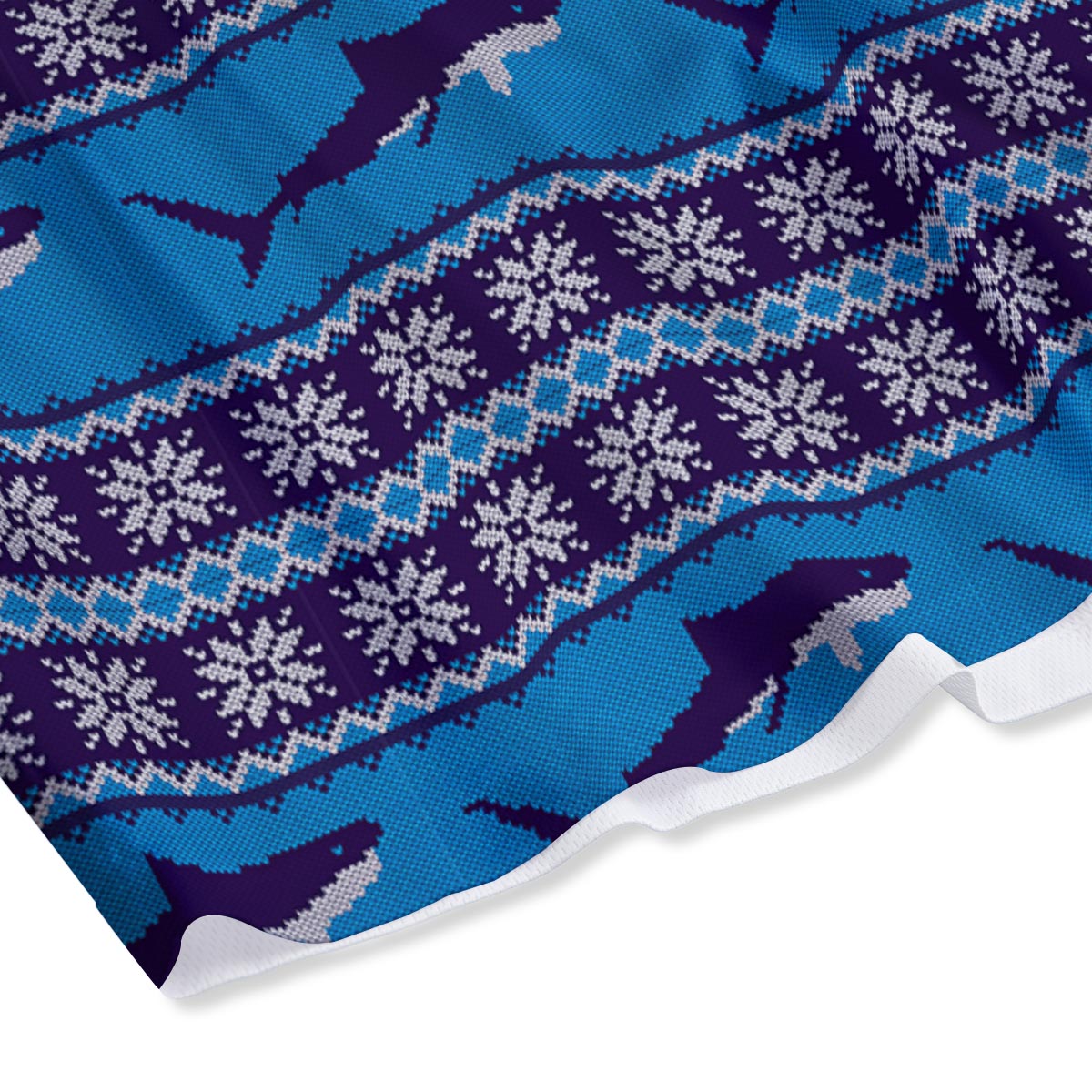 Knitted Shark Print Pattern Mesh Shorts