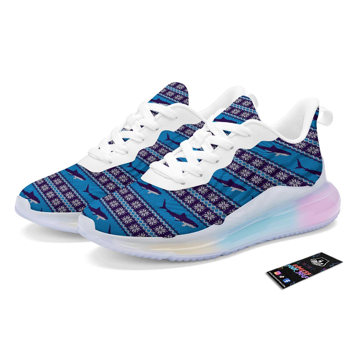 Knitted Shark Print Pattern Running Sneakers-grizzshop