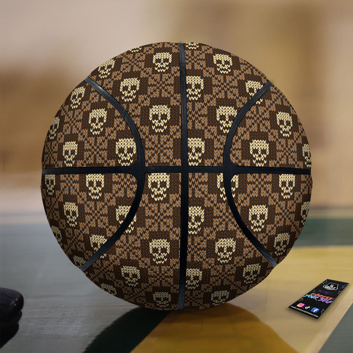 Knitted Skull Print Pattern Basketball-grizzshop