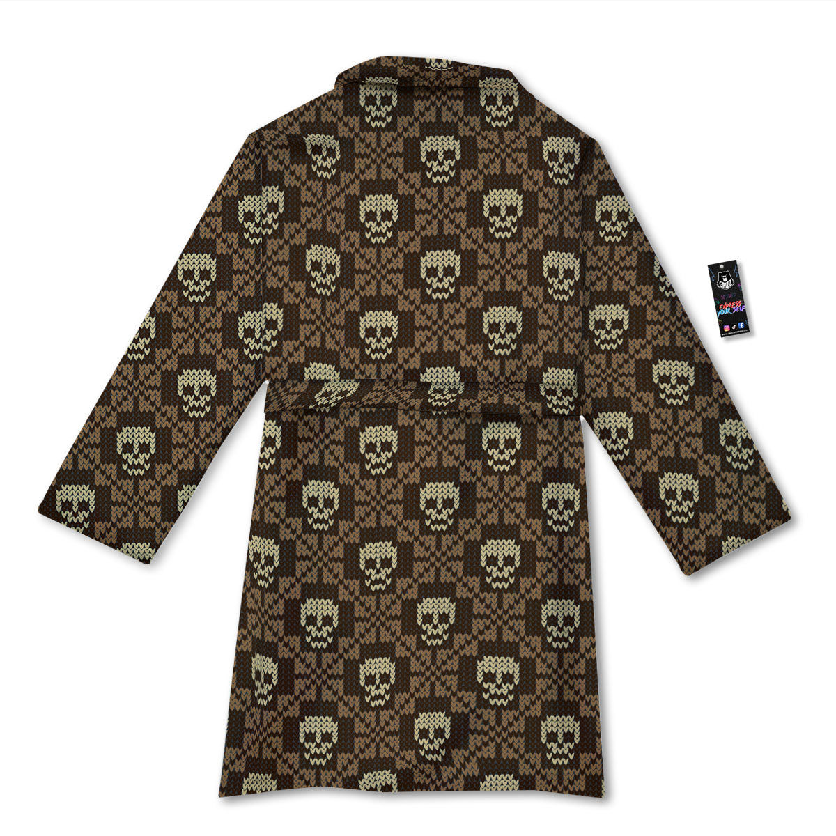Knitted Skull Print Pattern Bathrobe-grizzshop