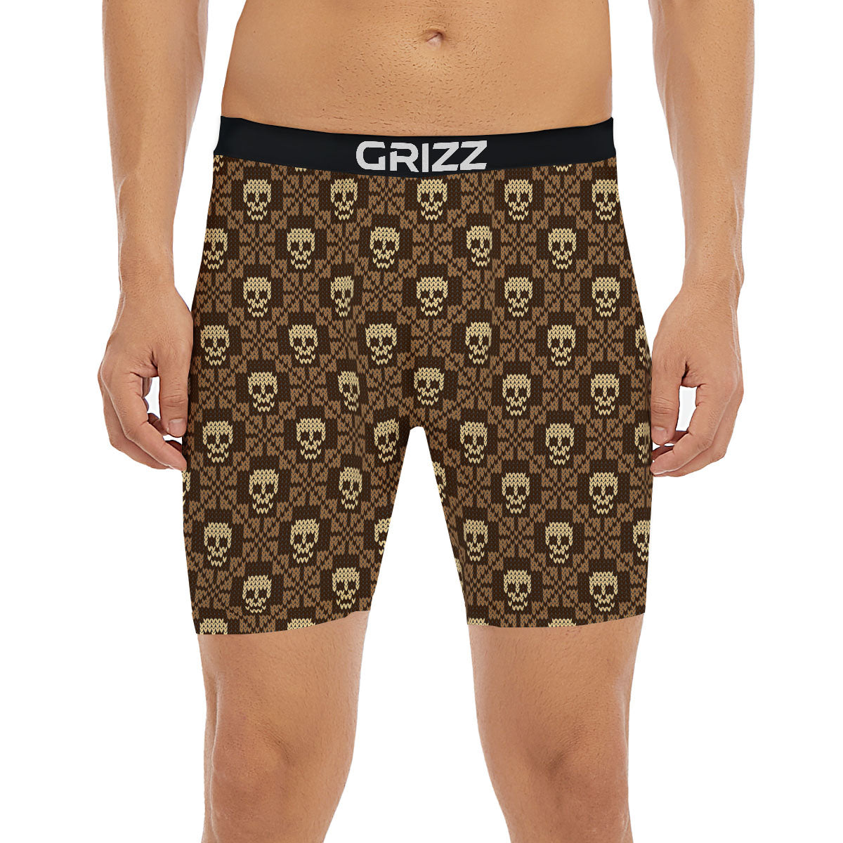 Knitted Skull Print Pattern Boxer Briefs-grizzshop