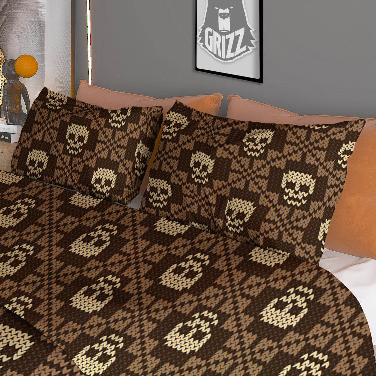 Knitted Valentine's Day Print Pattern Duvet Cover Bedding Set