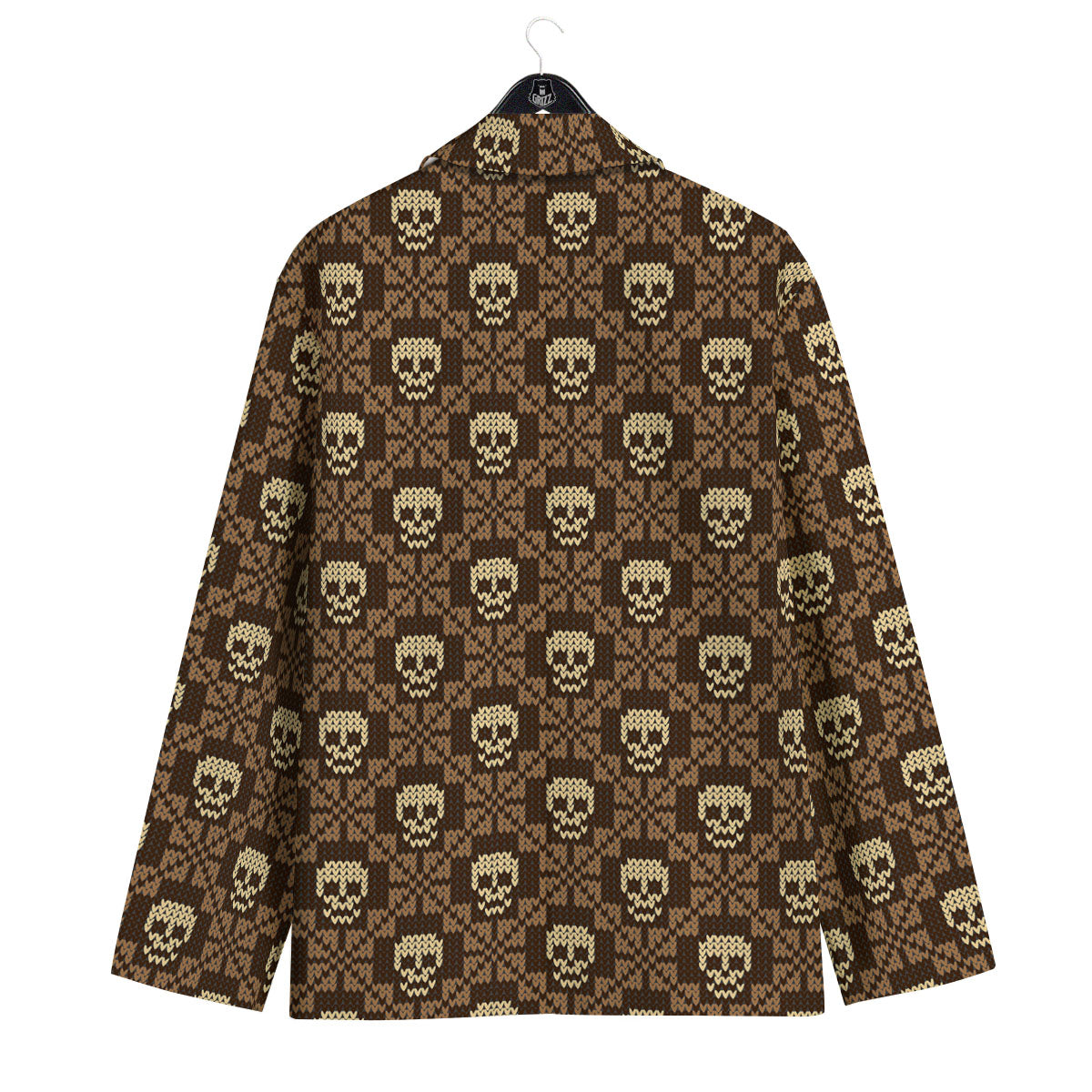 Knitted Skull Print Pattern Men's Sport Coat-grizzshop