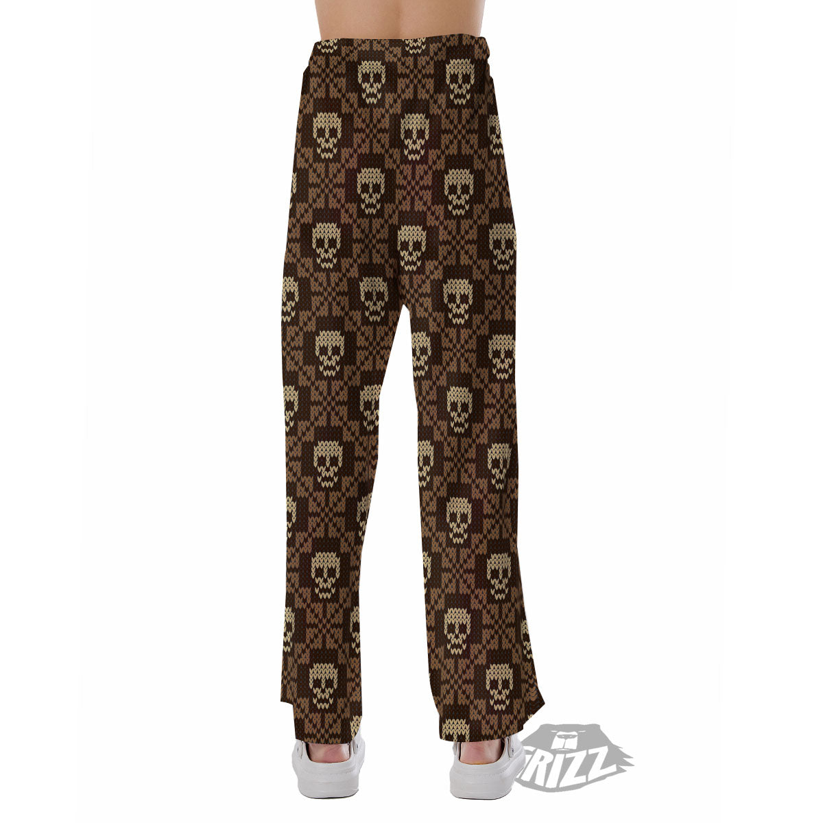Knitted Skull Print Pattern Pajama Pants-grizzshop