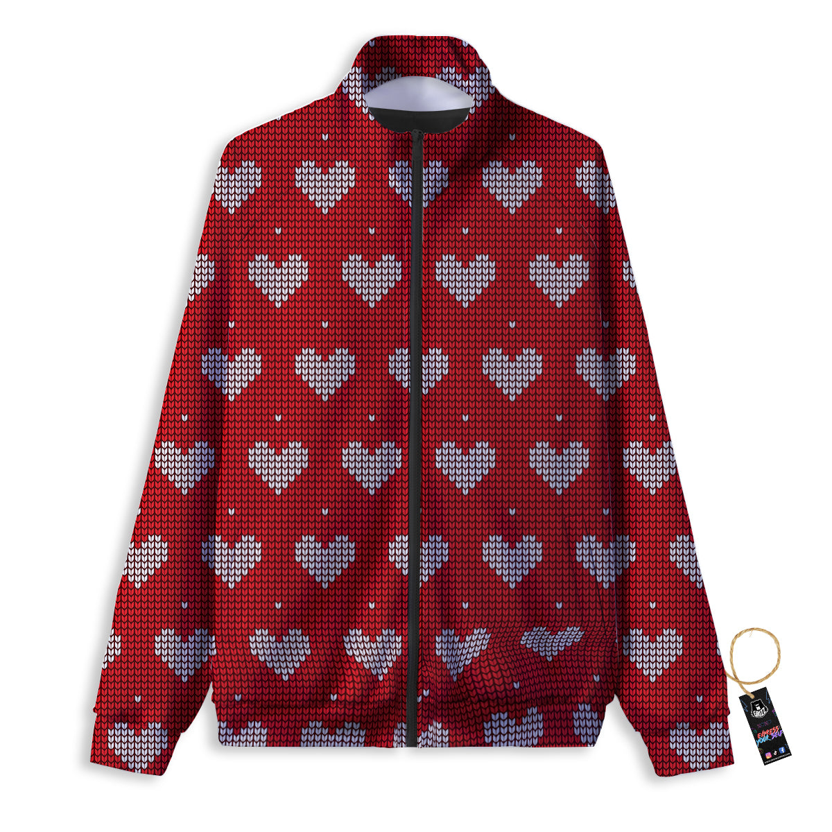 Knitted Skull Print Pattern Track Jacket-grizzshop