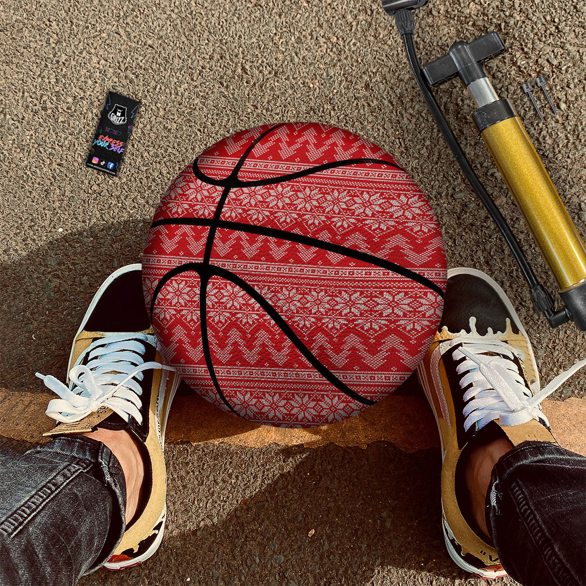 Knitted Snow Flower Print Pattern Basketball-grizzshop