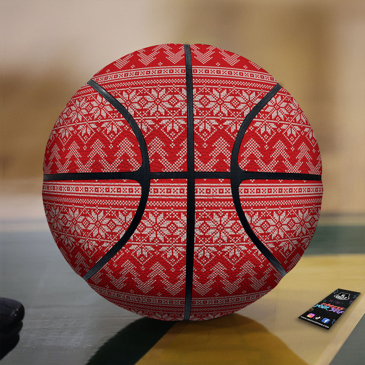 Knitted Snow Flower Print Pattern Basketball-grizzshop