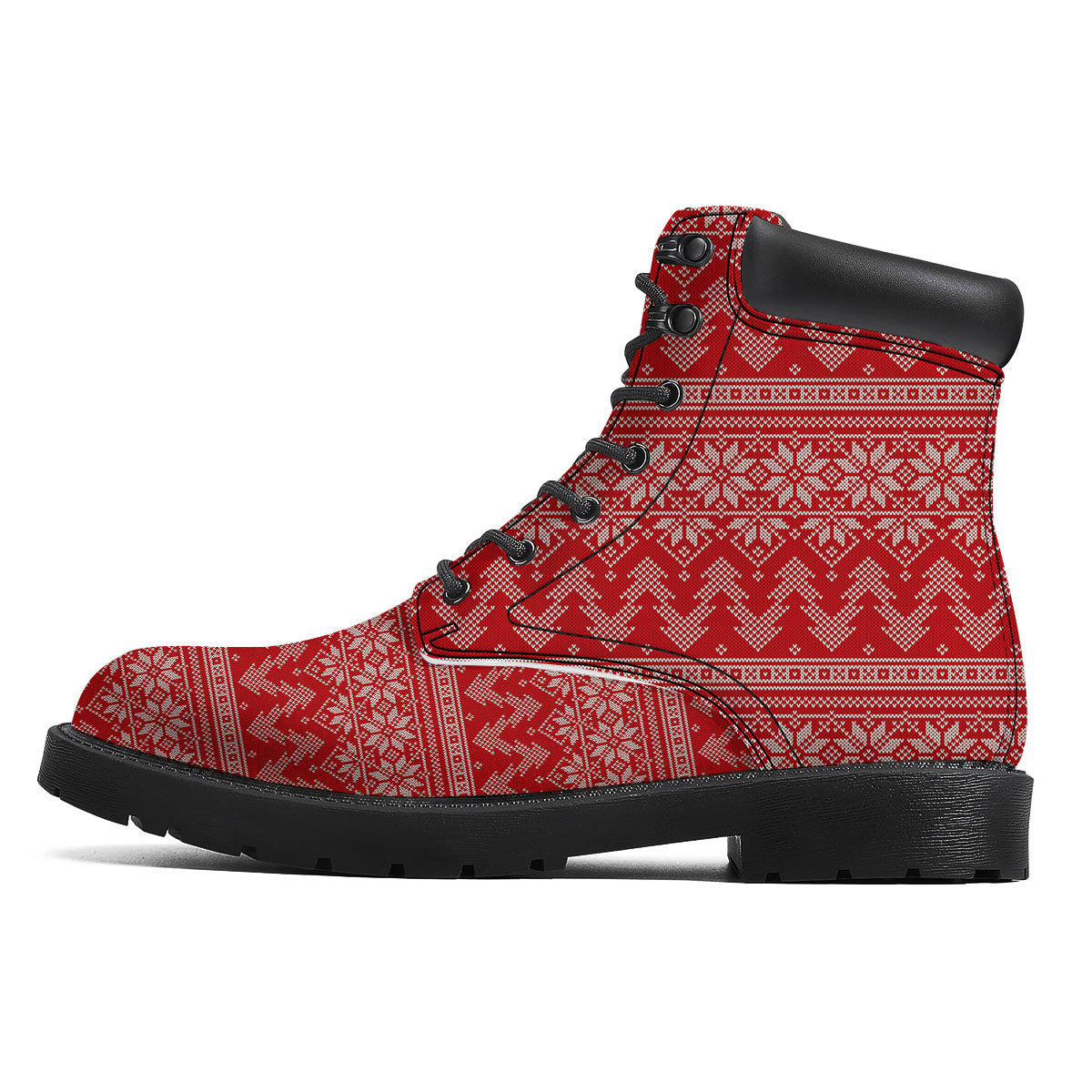 Knitted Snow Flower Print Pattern Boots-grizzshop