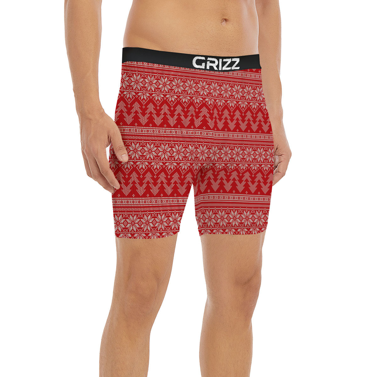 Knitted Snow Flower Print Pattern Boxer Briefs-grizzshop