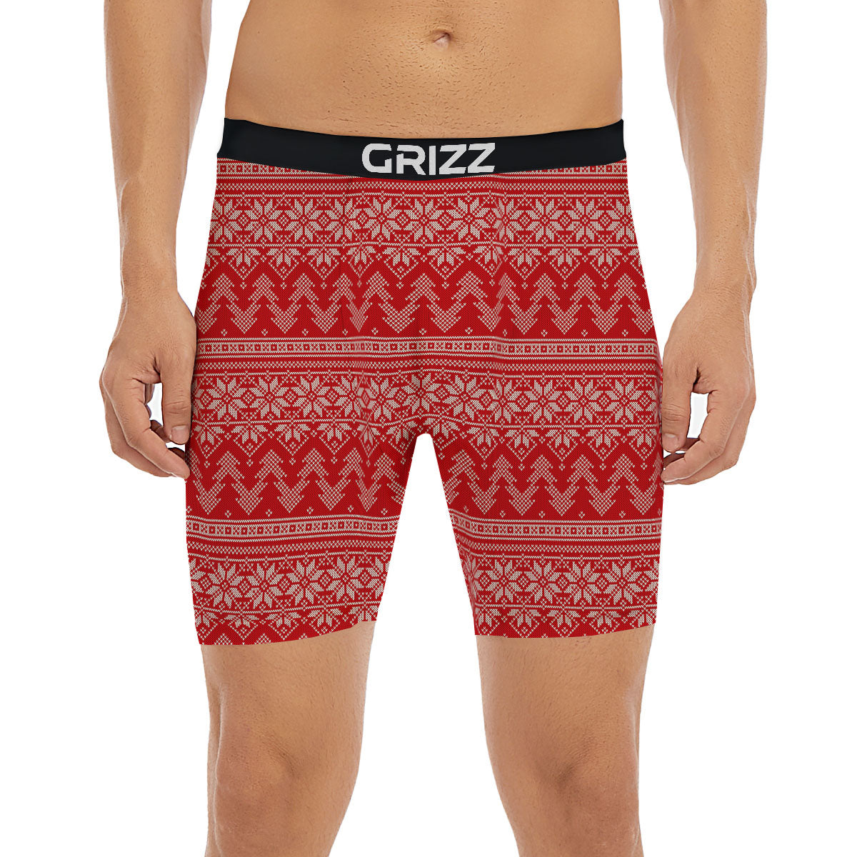 Knitted Snow Flower Print Pattern Boxer Briefs-grizzshop