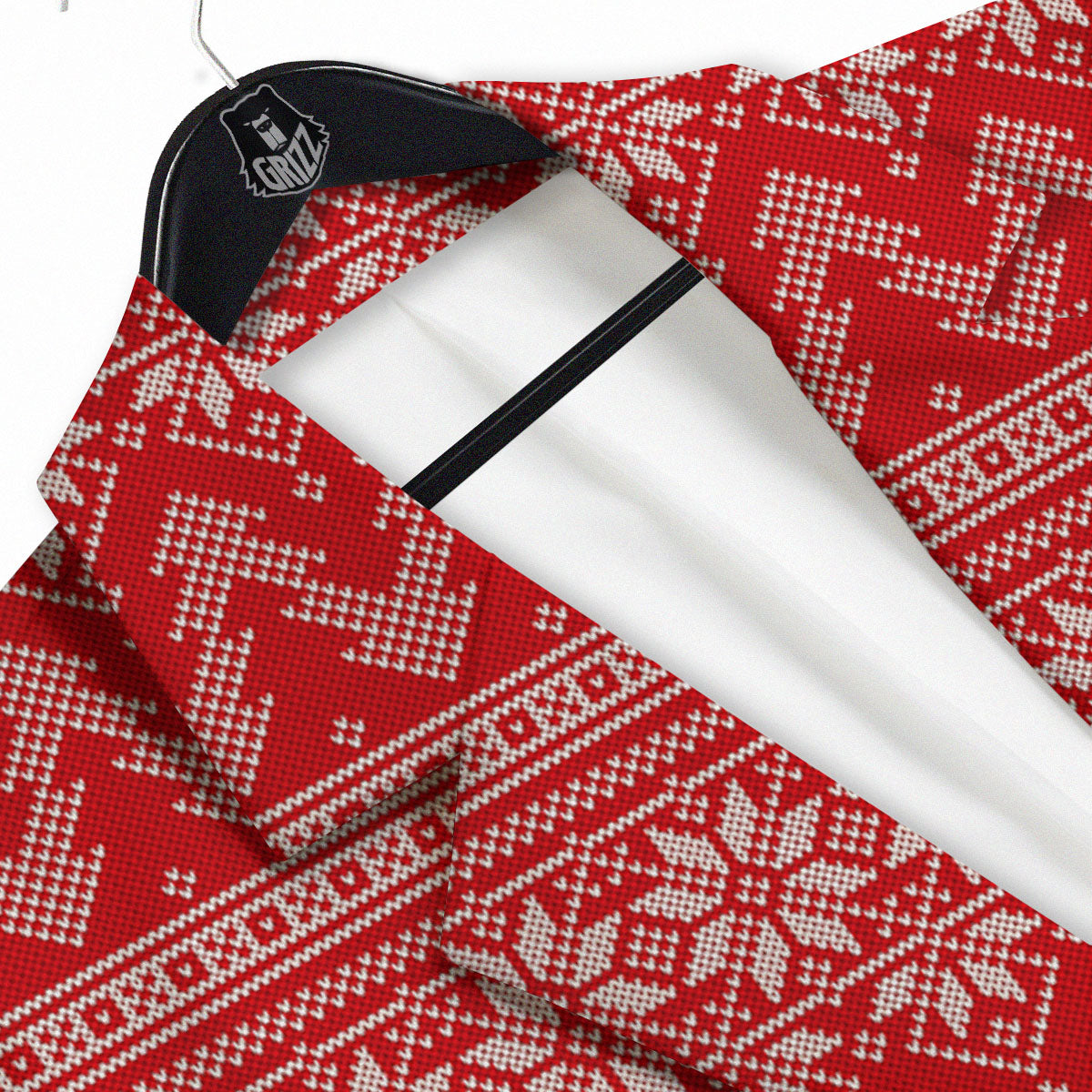 Knitted Snow Flower Print Pattern Men's Sport Coat-grizzshop