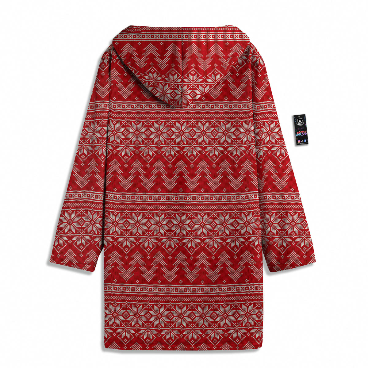 Knitted Snow Flower Print Pattern Men's Windbreaker Jacket-grizzshop