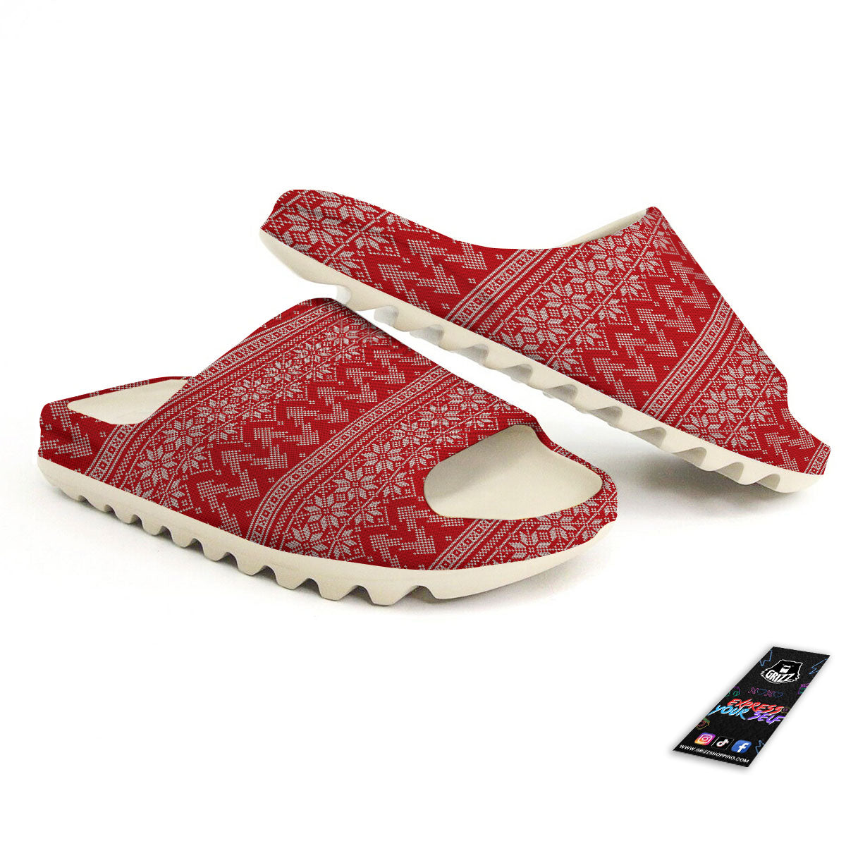 Knitted Snow Flower Print Pattern Sandals-grizzshop