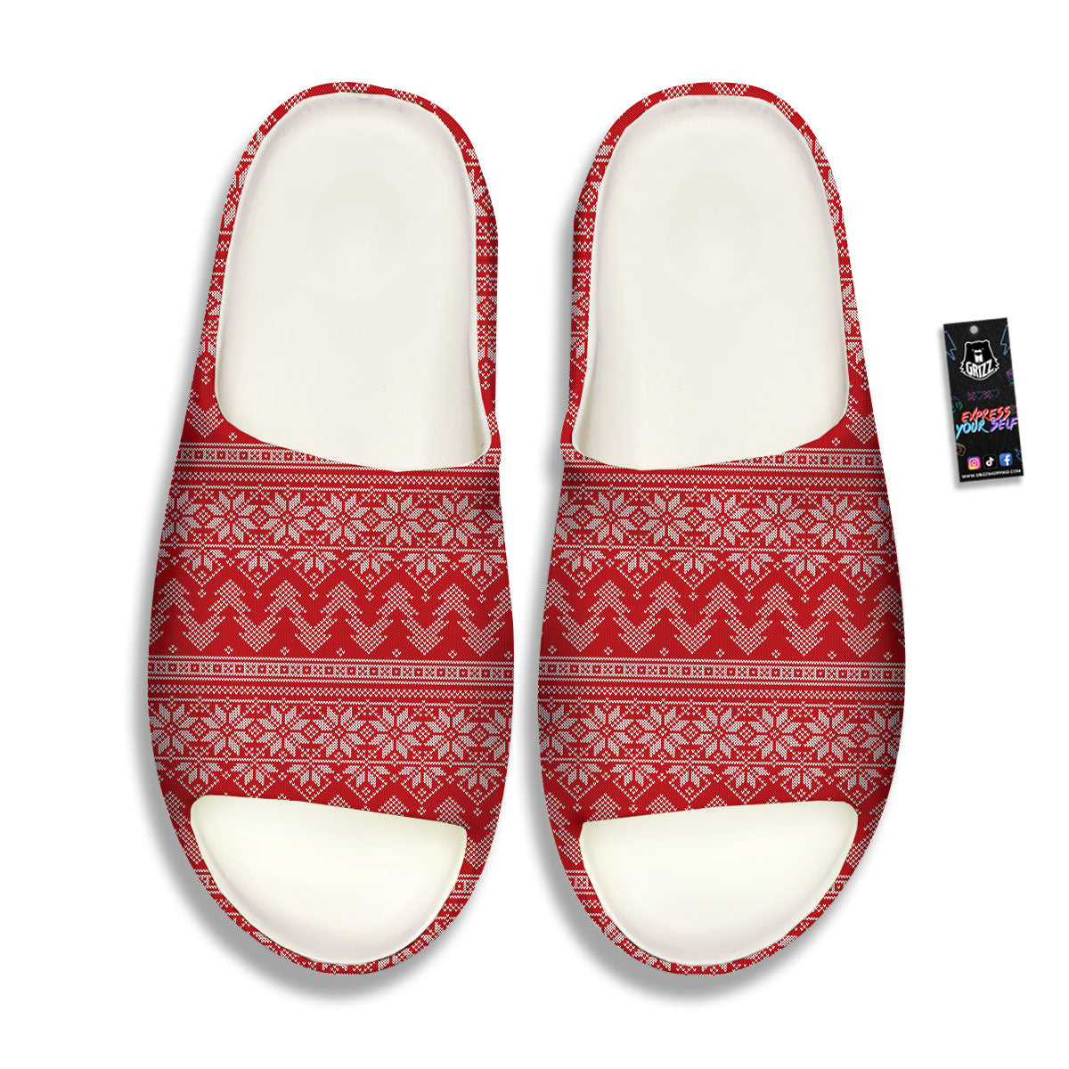Knitted Snow Flower Print Pattern Sandals-grizzshop