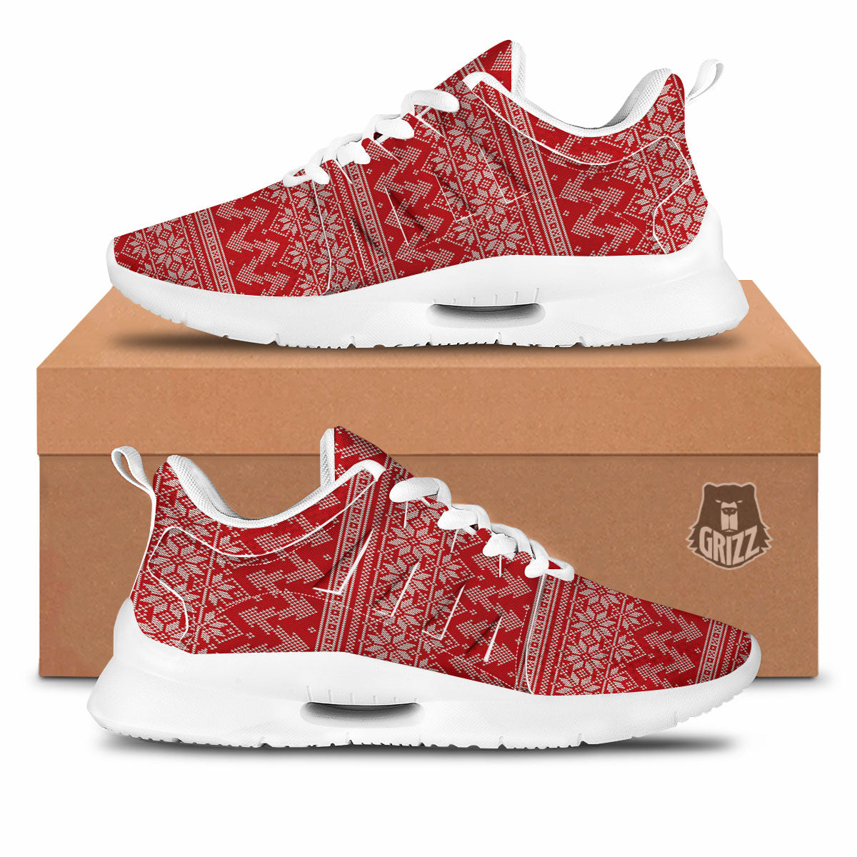 Knitted Snow Flower Print Pattern Tennis Shoes-grizzshop