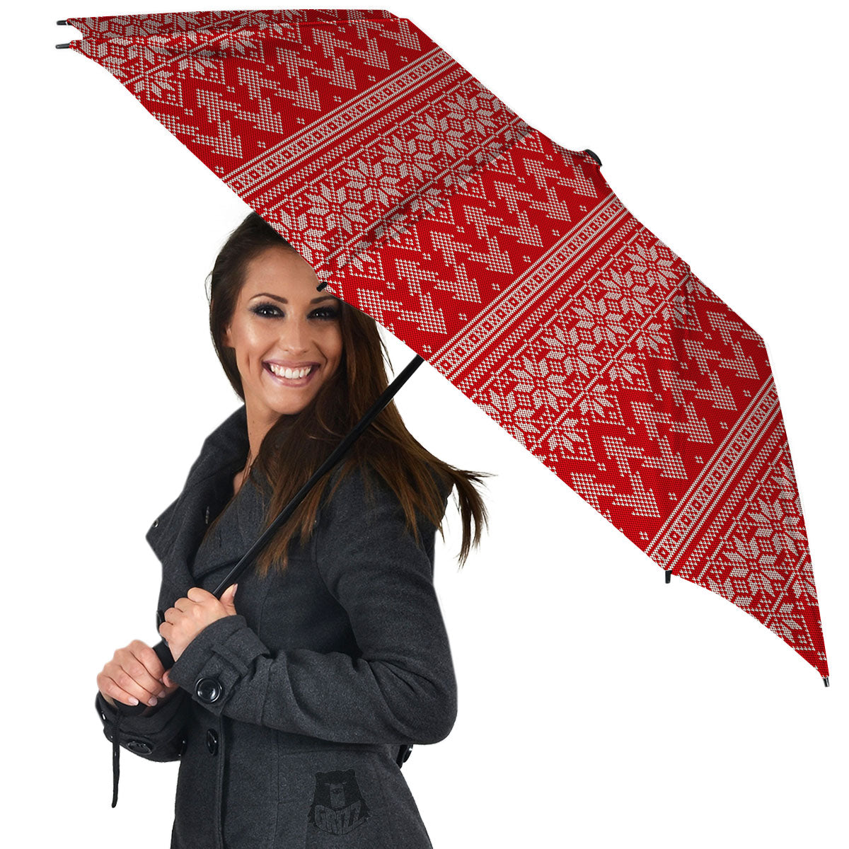 Knitted Snow Flower Print Pattern Umbrella-grizzshop