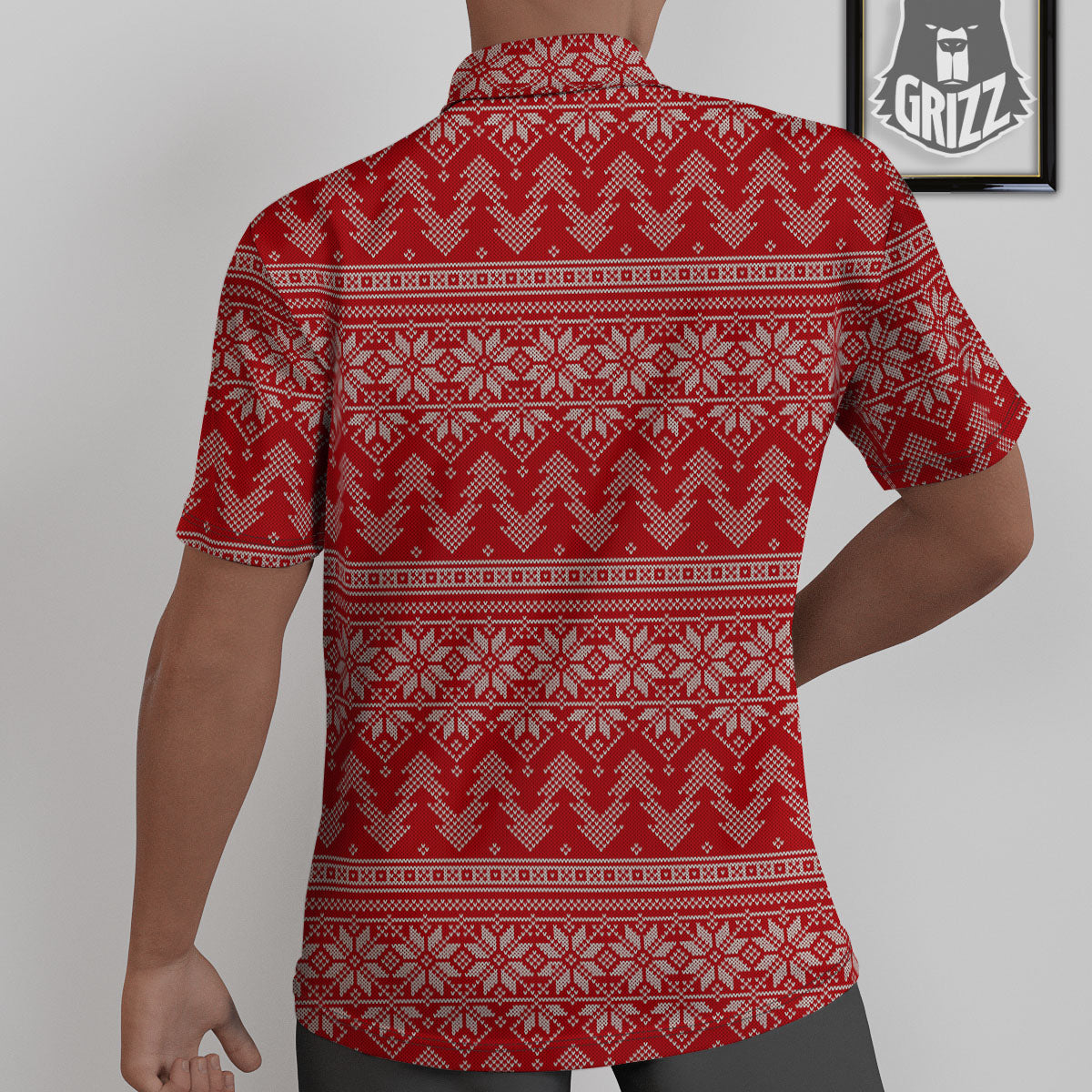 Knitted Snow Flower Print Pattern Untucked Shirts-grizzshop