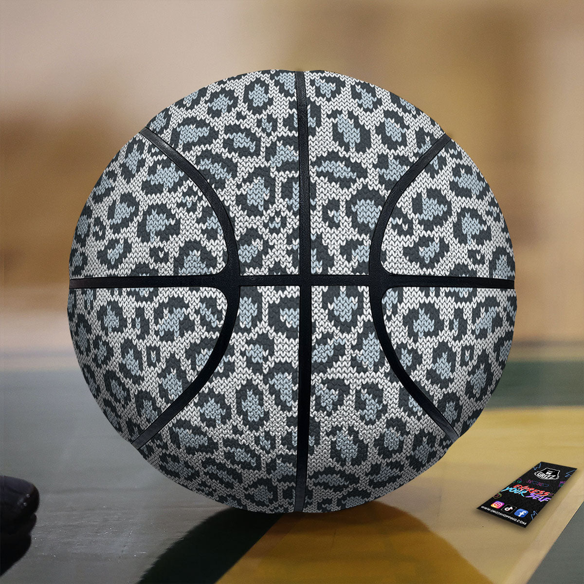 Knitted Snow Leopard Print Pattern Basketball-grizzshop