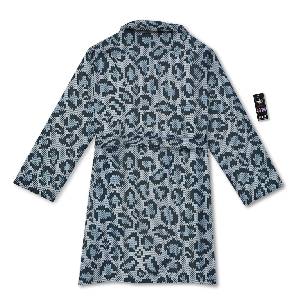 Knitted Snow Leopard Print Pattern Bathrobe-grizzshop