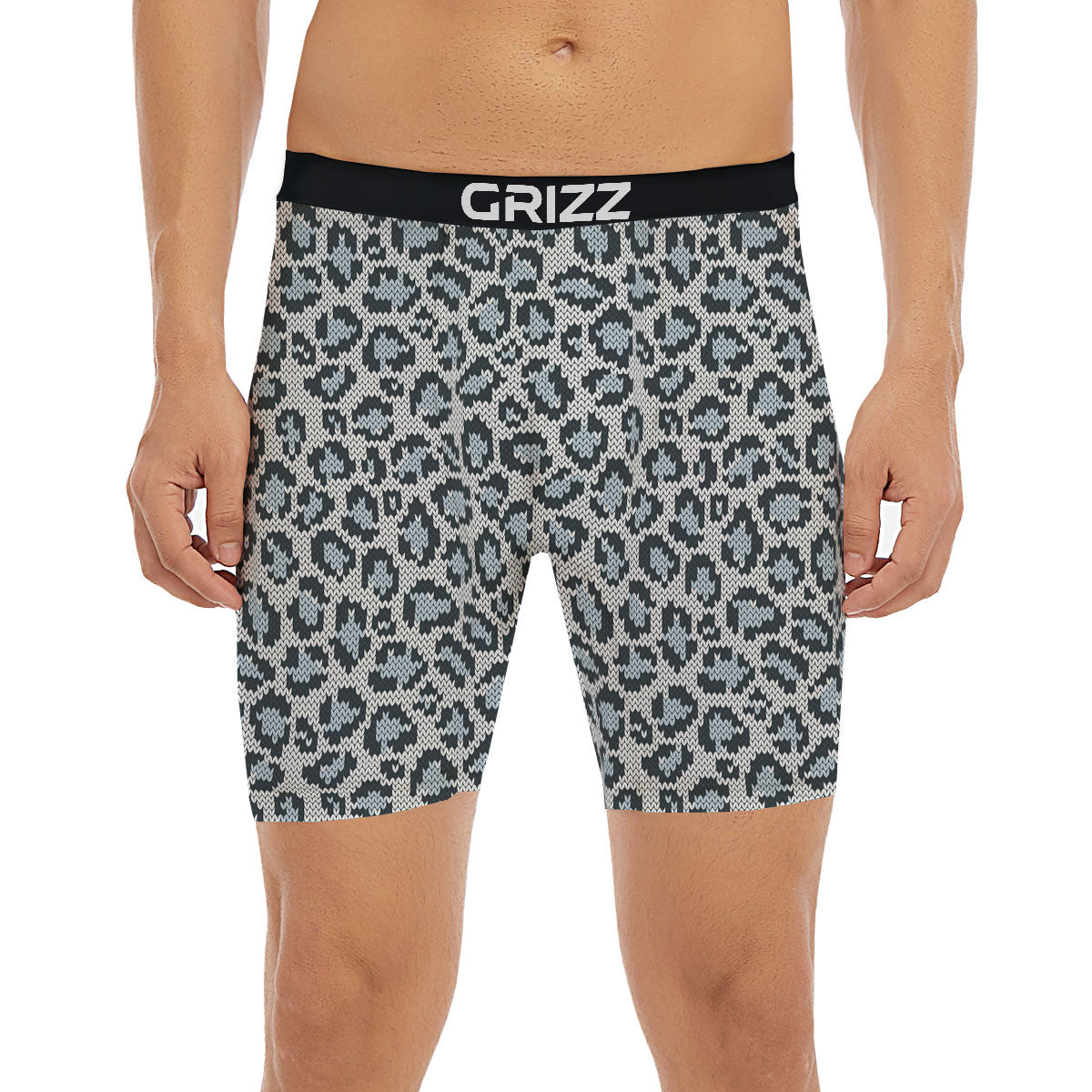 Knitted Snow Leopard Print Pattern Boxer Briefs-grizzshop