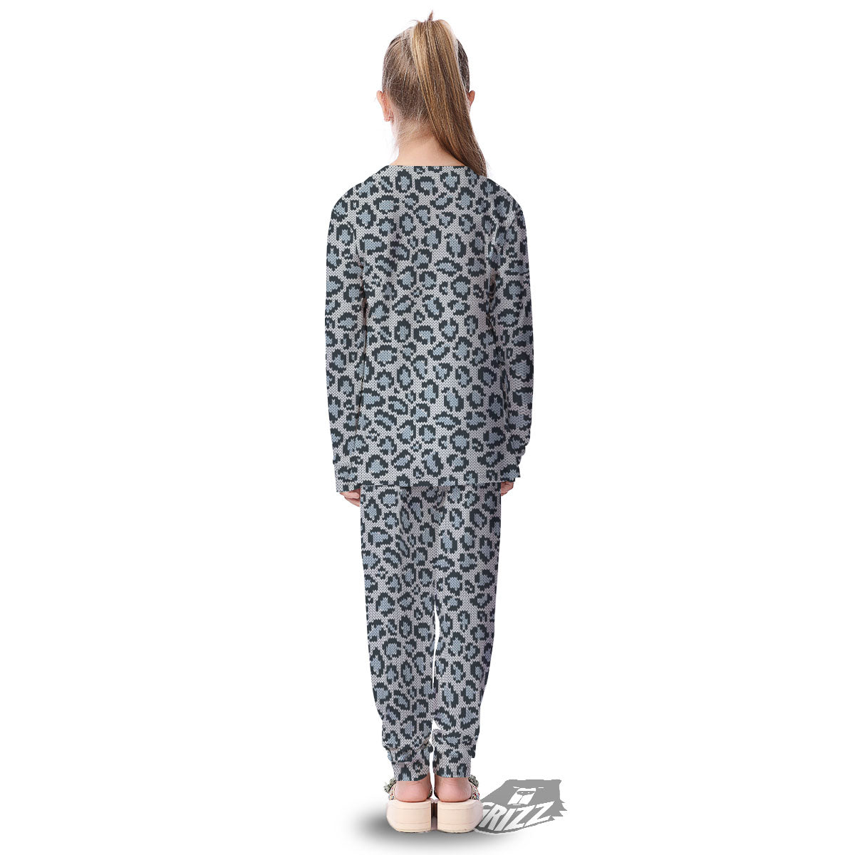 Knitted Snow Leopard Print Pattern Kid's Pajamas-grizzshop