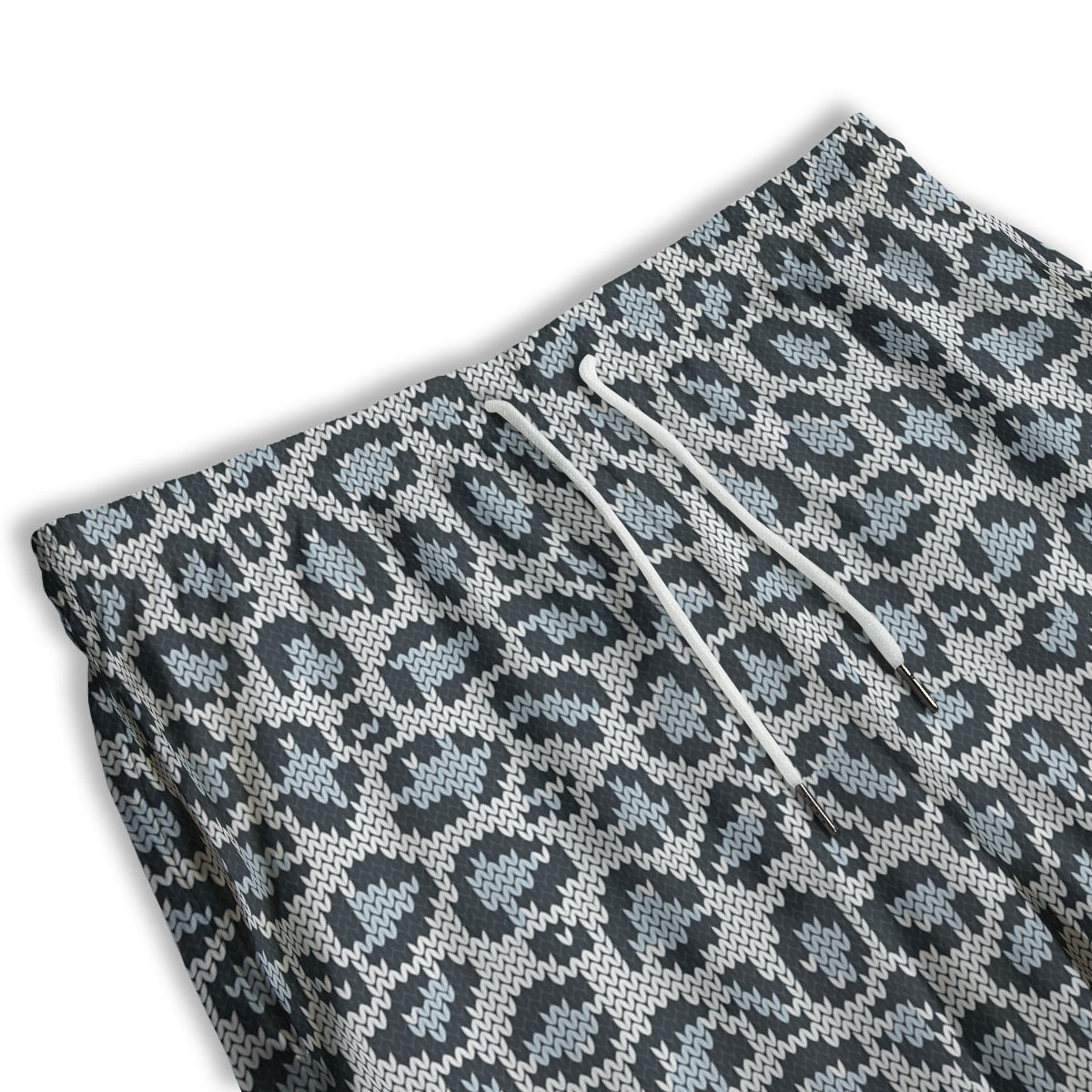 Knitted Snow Leopard Print Pattern Men's Athletic Shorts