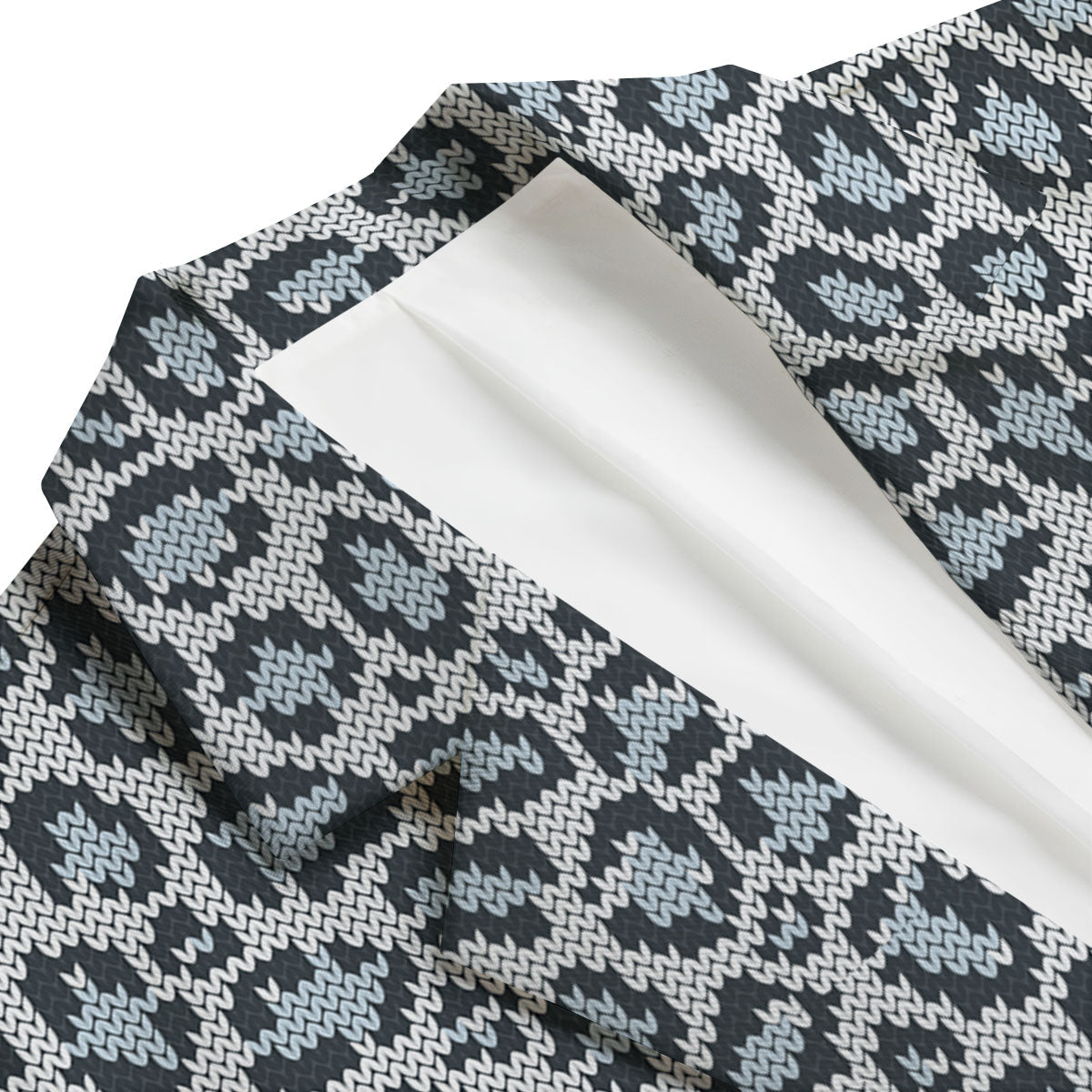 Knitted Snow Leopard Print Pattern Men's Blazer-grizzshop