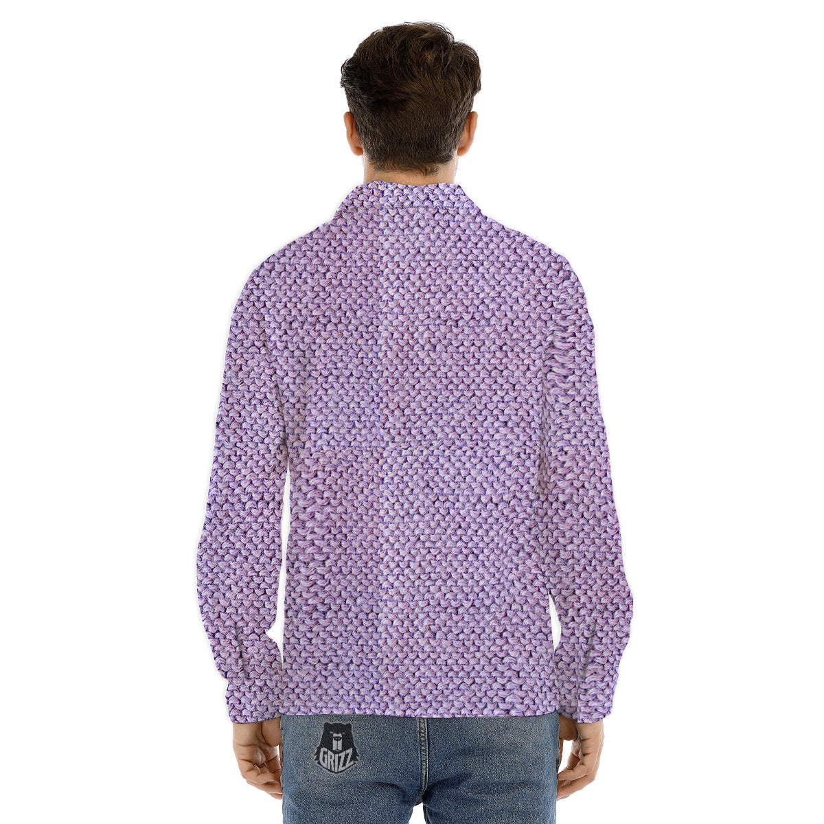 Knitted Snow Leopard Print Pattern Men's Dress Shirts-grizzshop