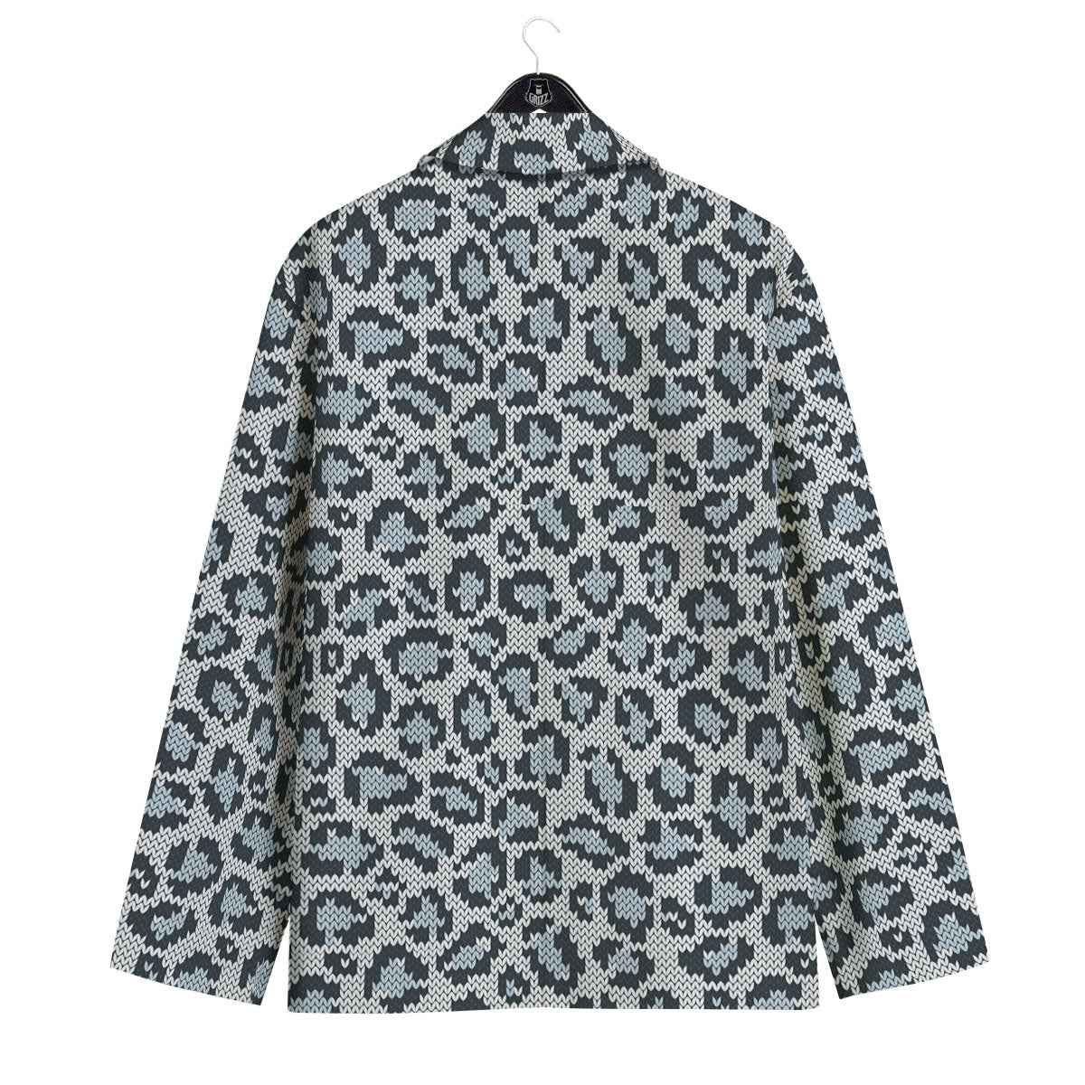 Knitted Snow Leopard Print Pattern Men's Sport Coat-grizzshop