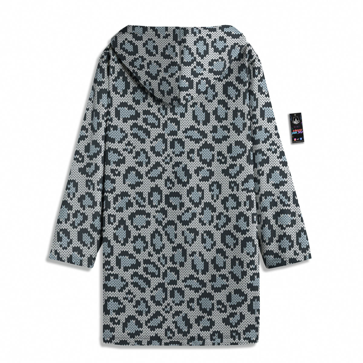 Knitted Snow Leopard Print Pattern Men's Windbreaker Jacket-grizzshop