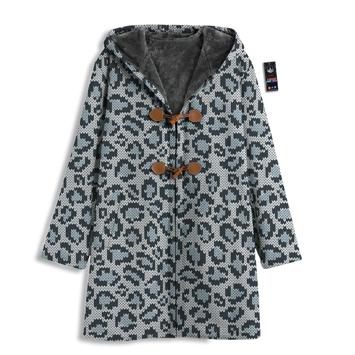 Knitted Snow Leopard Print Pattern Men's Windbreaker Jacket-grizzshop