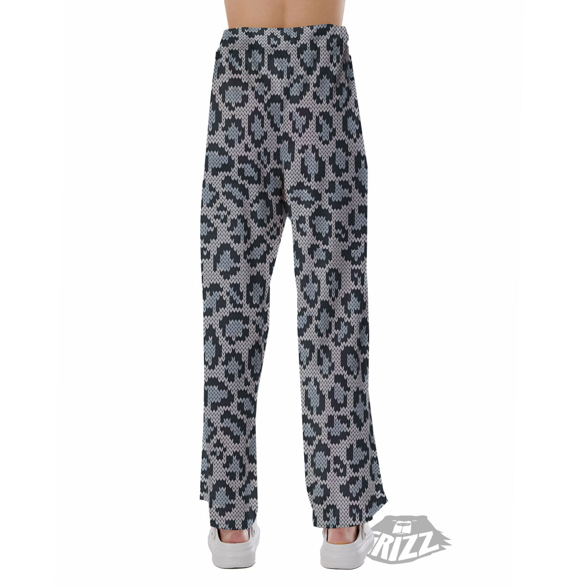 Knitted Snow Leopard Print Pattern Pajama Pants-grizzshop