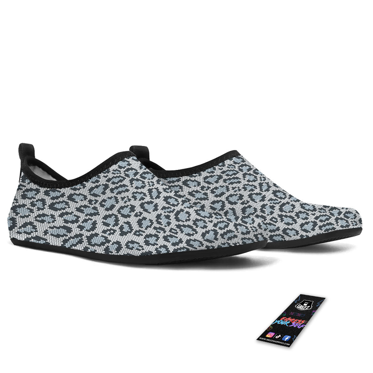 Knitted Snow Leopard Print Pattern Water Shoes-grizzshop