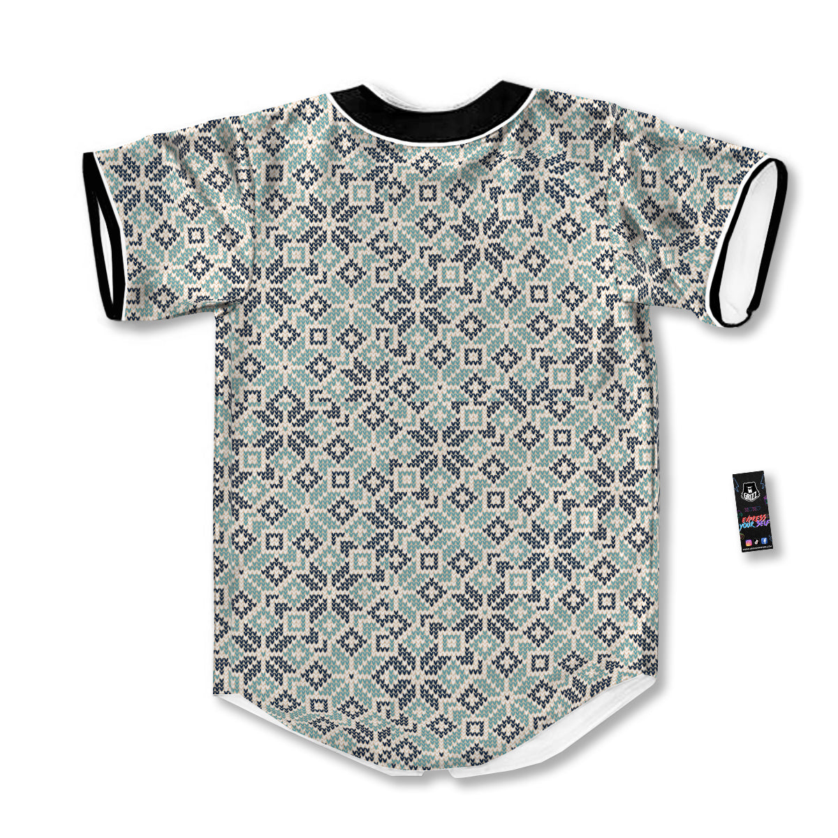 Knitted Snow Print Pattern Baseball Jersey-grizzshop
