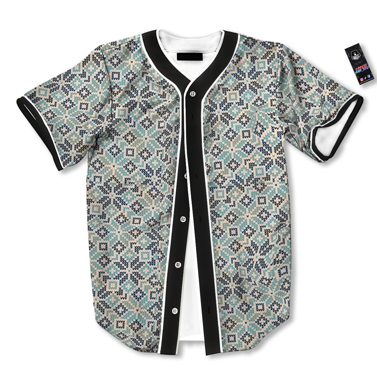 Knitted Snow Print Pattern Baseball Jersey-grizzshop