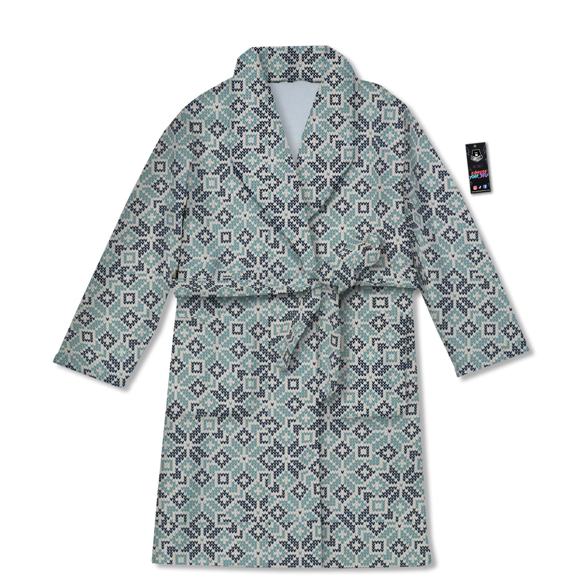 Knitted Snow Print Pattern Bathrobe-grizzshop