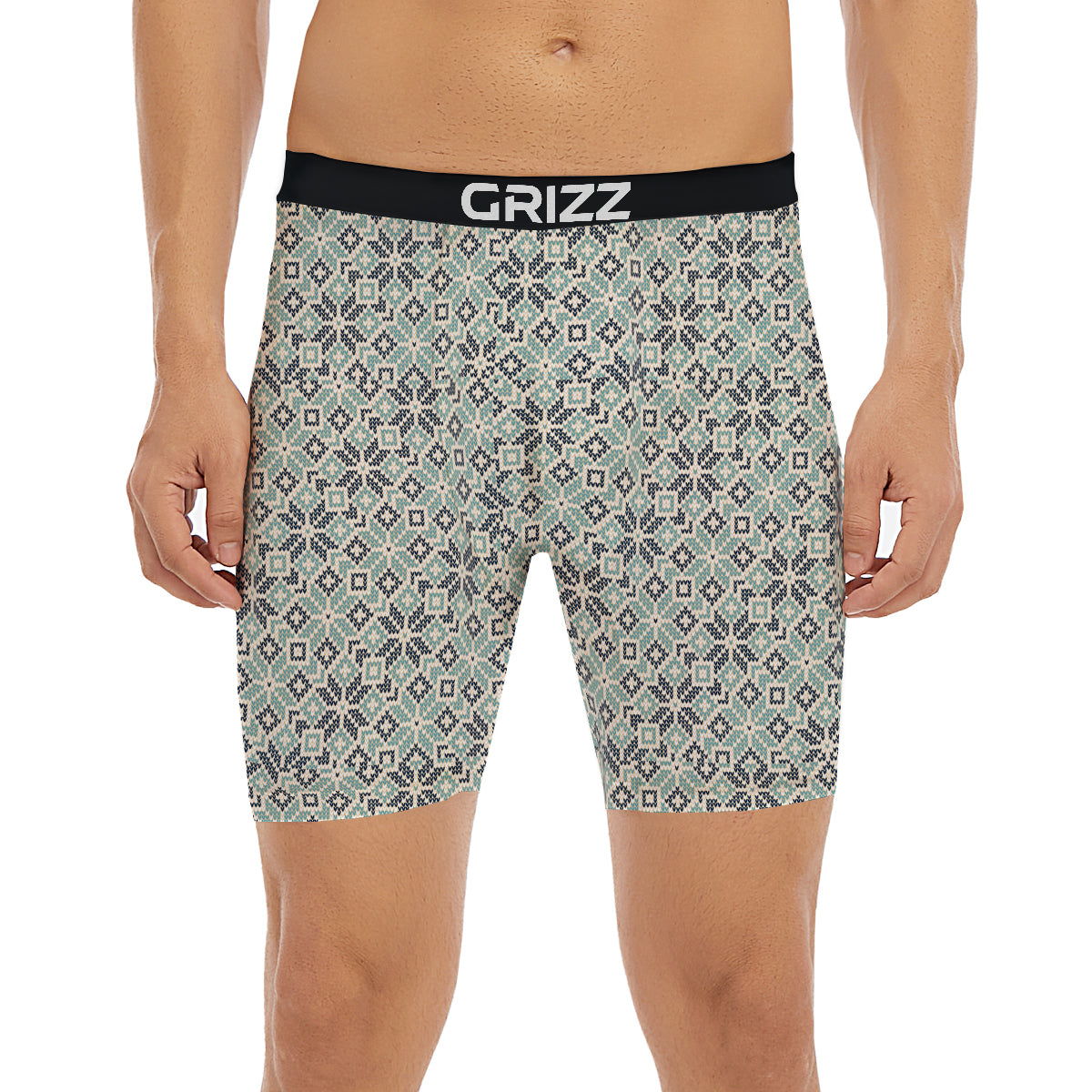 Knitted Snow Print Pattern Boxer Briefs-grizzshop