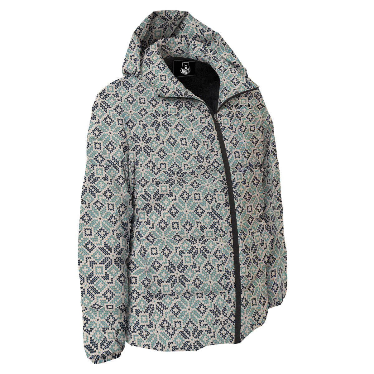 Knitted Snow Print Pattern Down Jacket-grizzshop