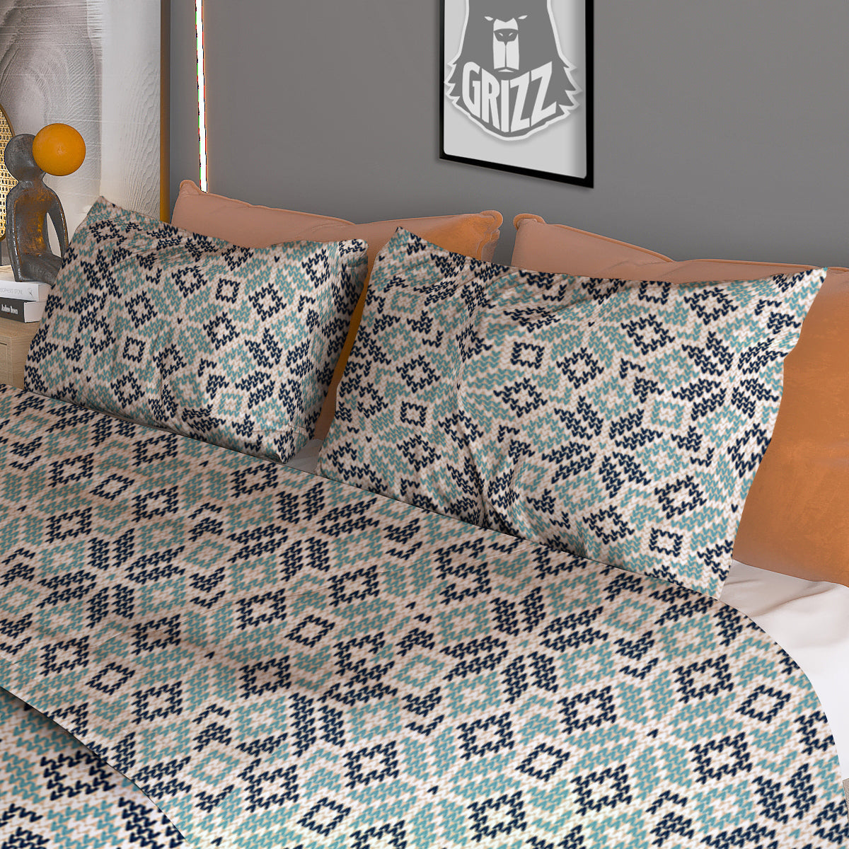 Knitted Snow Print Pattern Duvet Cover Bedding Set